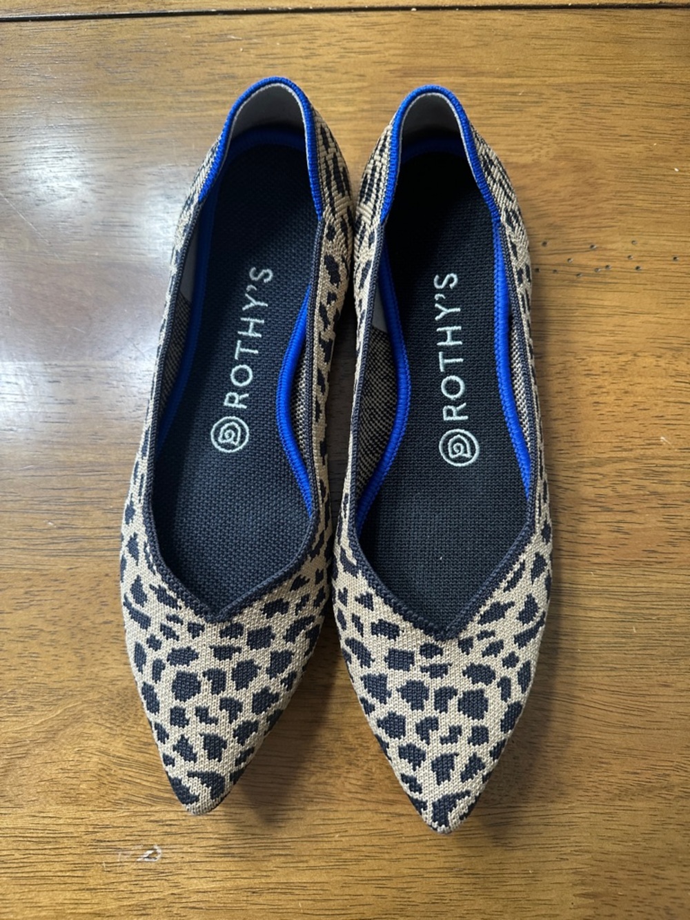Rothy's Leopard-Print Pointed Flats in Tan and Black